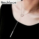 ネックレス Y字 ラリエット アクセサリー レディース 女性 シルバーカラー チェーン スクエア サークル シンプル 上品 おしゃれ 華奢 ギフト プ