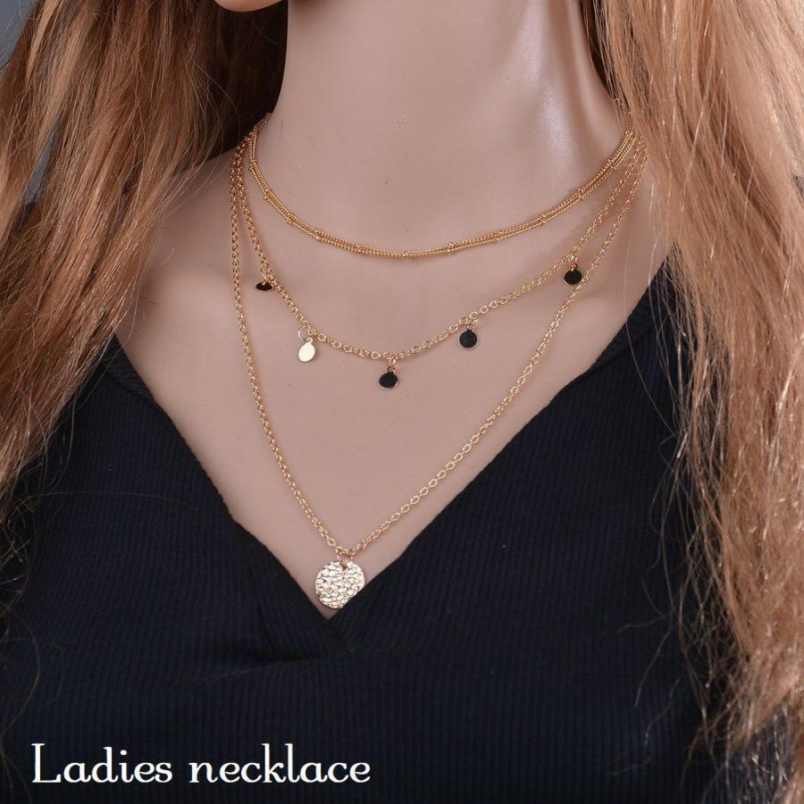 ネックレス 3連 ペンダント レディース アクセサリ 首飾り チェーン チャーム アジャスター 丸 ファッション小物 服飾小物 おしゃれ 華やか ギフ