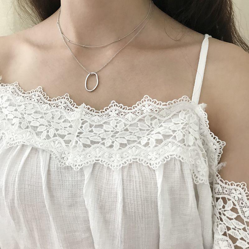 ネックレス レディース アクセサリー シルバー925 2連 リング フープ 円 チェーン おしゃれ かわいい ギフト プレゼント