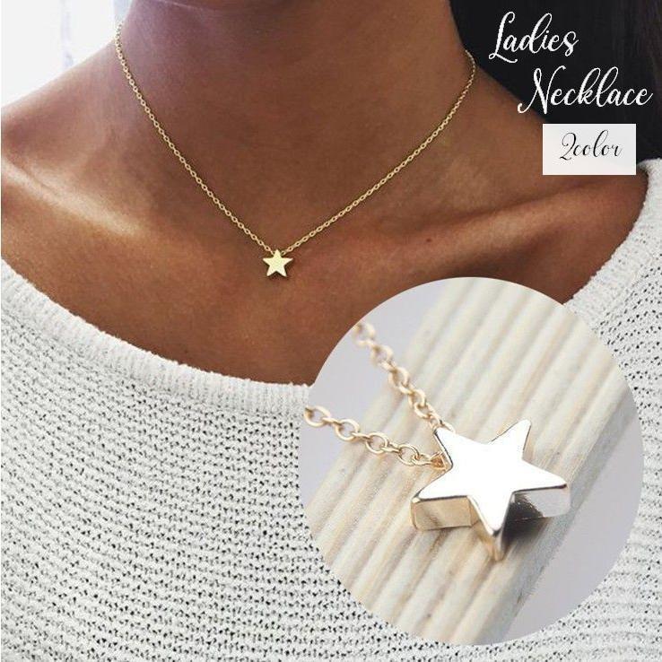 ネックレス レディース 女性用 アクセサリー スター 星 アジャスター付き 長さ調整可能 おしゃれ シンプル プレゼント ギフト 贈り物