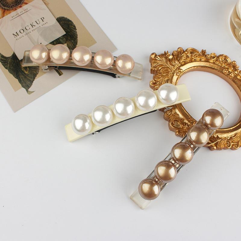 バレッタ ヘアアクセサリー レディース 髪留め 髪飾り まとめ髪 ヘアアレンジ フェイクパール シンプル スクエア 上品 大人女子 オフィス フェミニ
