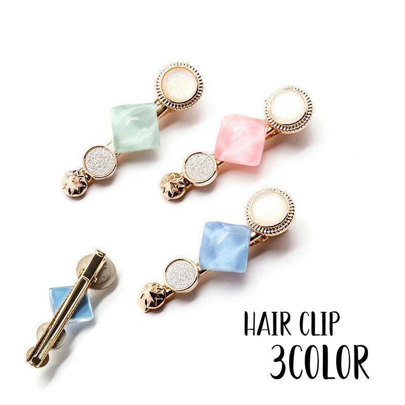 ヘアクリップ 髪留め レディース 女性用 ヘアアクセサリー サークル 丸 スクエア ひし形 一文字 ヘアアレンジ マーブル 上品 清楚 エレガント お