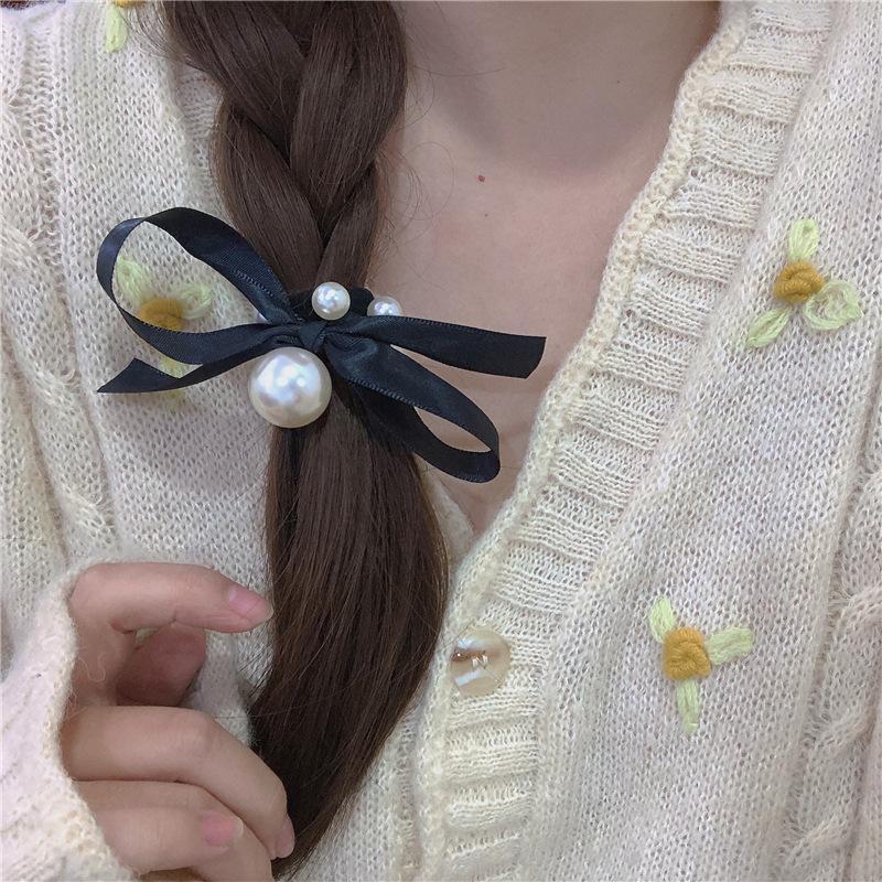 ヘアゴム リングゴム レディース 髪飾り 髪留め ヘアアクセサリー ヘアアレンジ まとめ髪 大粒 フェイクパール リボン 可愛い