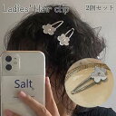 ヘアクリップ レディース 女性用 へアアクセサリー 花 フラワー 髪留め 髪飾り ヘアアレンジ シンプル 単色 シルバーカラー ヘアアクセ かわいい