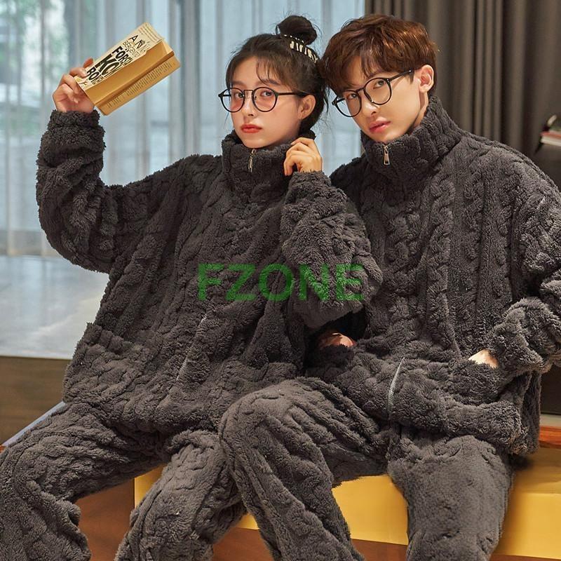 パジャマ レディース メンズ 冬 カップル 長袖 ルームウェア 上下セット ペアルック 厚手 部屋着 寝巻 可愛い ふわふわ あったかい