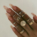 指輪 10点セット リング アクセサリー ファッション小物 レディース スネイク フラワー クール 蛇 おしゃれ プレゼント ギフト 10ピース
