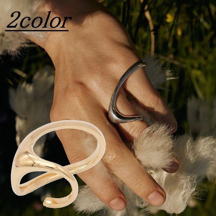 指輪 オープンリング 2本指用 ツーフィンガーリング ダブルリング レディース アクセサリー フリーサイ..