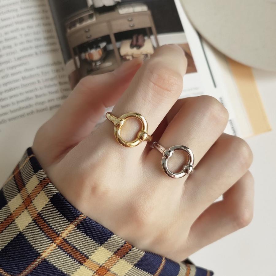 オープンリング リング 指輪 レディース 女性 アクセサリー シルバー925 ラウンド 円形 丸 幾何学的 ゴールドカラー シルバーカラー シンプル