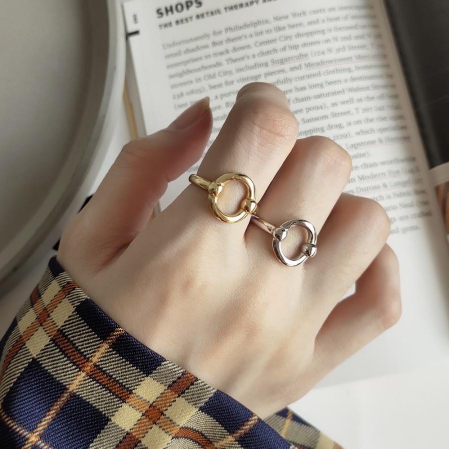 オープンリング リング 指輪 レディース 女性 アクセサリー シルバー925 ラウンド 円形 丸 幾何学的 ゴールドカラー シルバーカラー シンプル