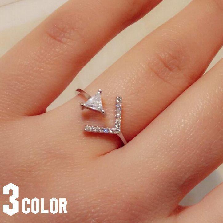 指輪 リング ジュエリー アクセサリー レディース 女性用 ビジュー ラインストーン キラキラ シンプル 重ね付け おしゃれ ゴールドカラー シルバー(4)