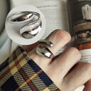指輪 オープンリング ファッションリング レディース アクセサリー フリーサイズ シルバー925 アシンメトリー 不規則 大きめ ハンドメイド風 螺旋