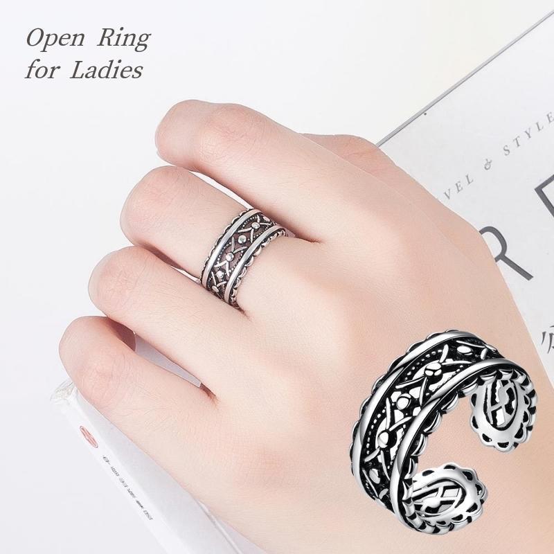 指輪 オープンリング アクセサリー レディース 女性 婦人 Cリング 透かし彫り ヴィンテージ風 かっこいい おしゃれ ギフト プレゼント ファッショ