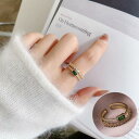 指輪 オープンリング レディース 女性 アクセサリー 二連風 2連風 ラインストーン キラキラ フリーサイズ 可愛い おしゃれ 上品 大人女子 デート(4)