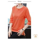 Tシャツ 七分丈袖 レディース 40代 50代 カットソー 無地 サマーTシャツ 7分丈袖Tシャツ レトロ クルーネック 夏 トップス ゆるTシャツ