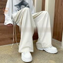 メンズ ワイドパン カジュアル スウェットパンツ ゆったり ストレートパンツ ロング丈 少年感 シンブルデザイン プレゼントおすすめ イージーパンツ