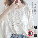 レース ブラウス レディース トップス 半袖 レースブラウス 夏 プルオーバー Tシャツ 透け感 綿 体型カバー 刺繍 ゆったり 送料無料