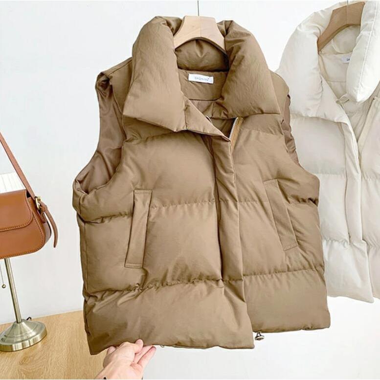 ダウンベスト レディース 中綿ベスト ライトアウター 前開き 秋冬 キルティング トップス 羽織り 厚手 防寒 量軽 ノースリーブ ポケット付き