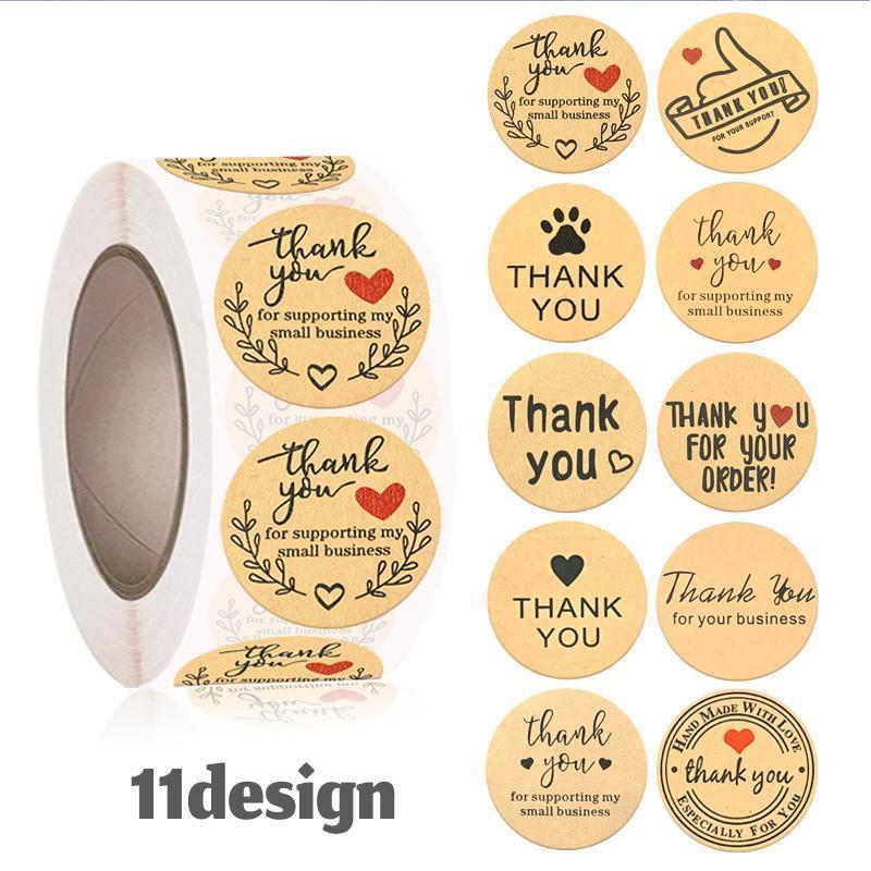 サンキューシール ギフトステッカー シール ステッカー ラベル 1ロール500枚 クラフト紙 ラッピング THANK YOU ありがとう 感謝 お礼