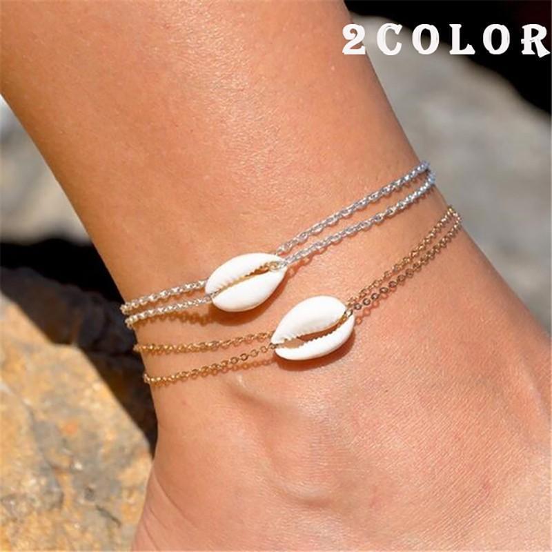 アンクレット フットブレスレット アクセサリ ゴールドカラー シルバーカラー チェーン 貝 シェル 金色..