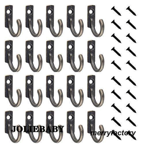 アンティークフック 金具 フック 壁掛け ネジ 20個 壁 帽子掛け 鞄 カバン掛け ネジ止め ネジ式 おしゃれ