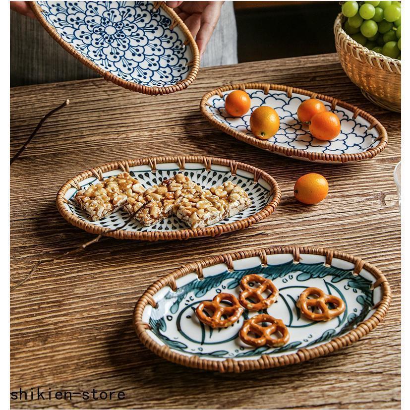 フルーツバスケット おしゃれ 藤編み 手作り お菓子入れ フルーツ皿 フルーツボール 菓子器 果物かご ..