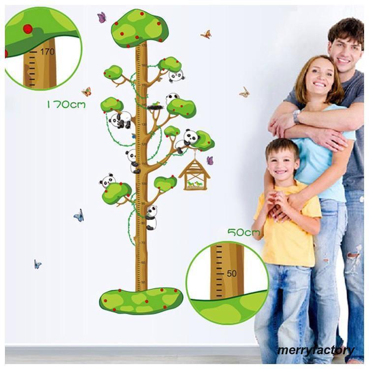 ウォールステッカー ウォールシール 身長計 目盛り 壁シール 壁紙シール 壁面装飾 壁装飾 室内装飾 可愛い パンダ 動物 アニマル 木登り インテリ