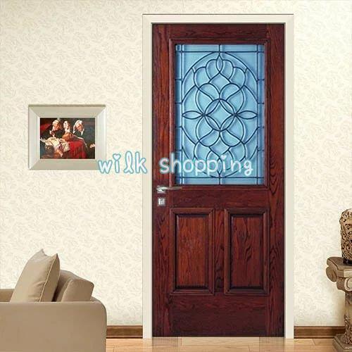 ドアステッカー トリックアート ガラス戸風 鉄枠デザイン すりガラス アンティーク だまし絵シール 目..