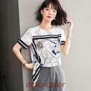 Tシャツ トップス レディース 白トップス 40代 春夏 上品 半袖Tシャツ ブラウス リボン裾 カジュアル 韓国風 通勤 OL カットソー ゆったりTシャツ ...