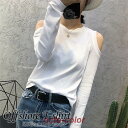 ロングTシャツ カットソー トップス ロンT レディース オープンショルダー 大きいサイズ オフショル 肩だし 長袖 肩見せ