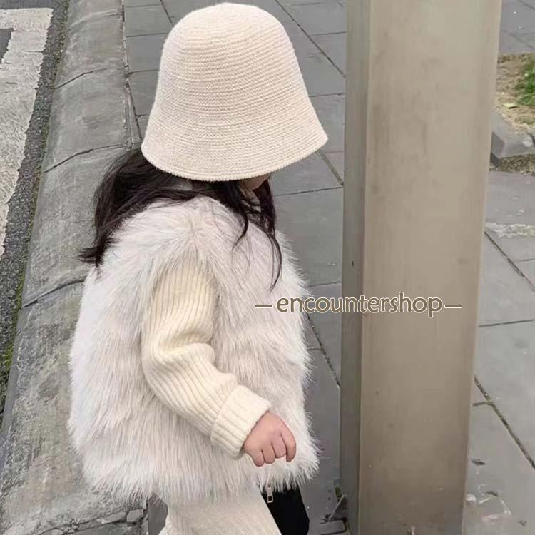 ファーベスト キッズ ふわふわ フェイクファー ジレ ジュニア 女の子 子供服 重ね着 袖なし 羽織り アウター 防寒 あったか 秋 冬 無