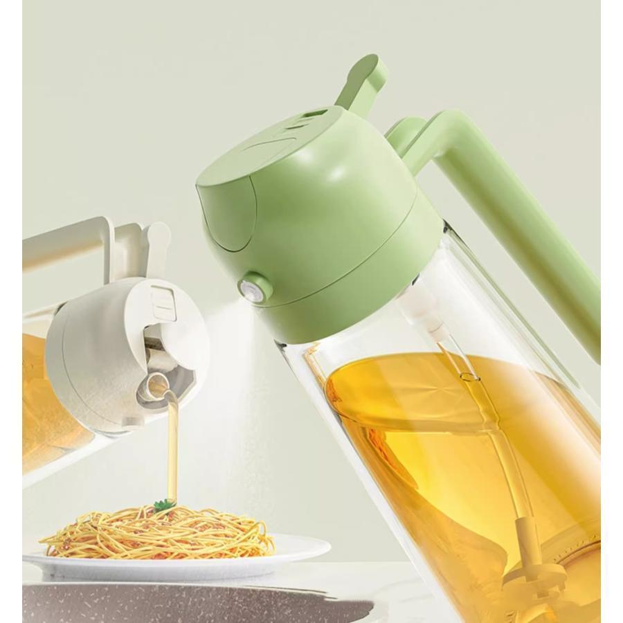 両用 オイルボトル オイルスプレー 470ml 液だれしない 霧吹き 2way 調味料入れ オイル差し 油差し 酢 ..