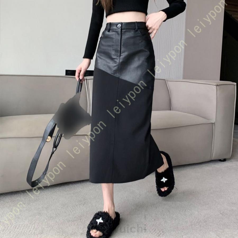 PUレザー マキシスカート 膝丈スカート タイトスカート オフィス レディース ロングスカート ミディアム 丈 ハイウエスト シンプル タイト 春 秋 冬