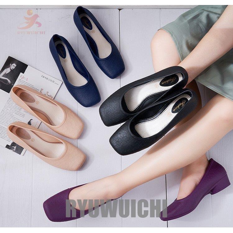 レインシューズ レディース ローカット レインパンプス フラット 雨靴 滑り止め 靴 女性用 雨具 通勤 ..