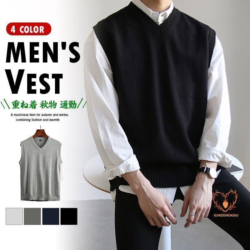 ベスト ニットベスト メンズ 秋冬 春夏 プルオーバー セーター チョッキ ゴルフウェア カジュアル ジレ..