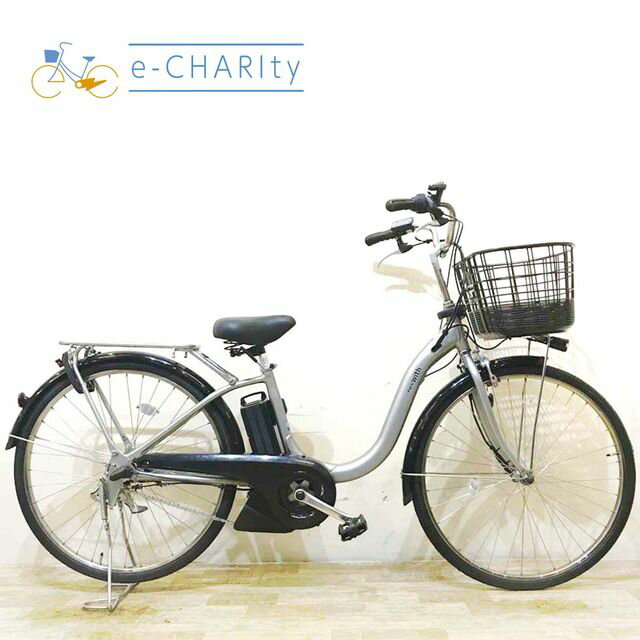 【中古】 電動自転車 ママチャリ ヤマハ PAS With パス ウィズ シルバー 26インチ KD065 電動アシスト自転車 【神戸在庫】
