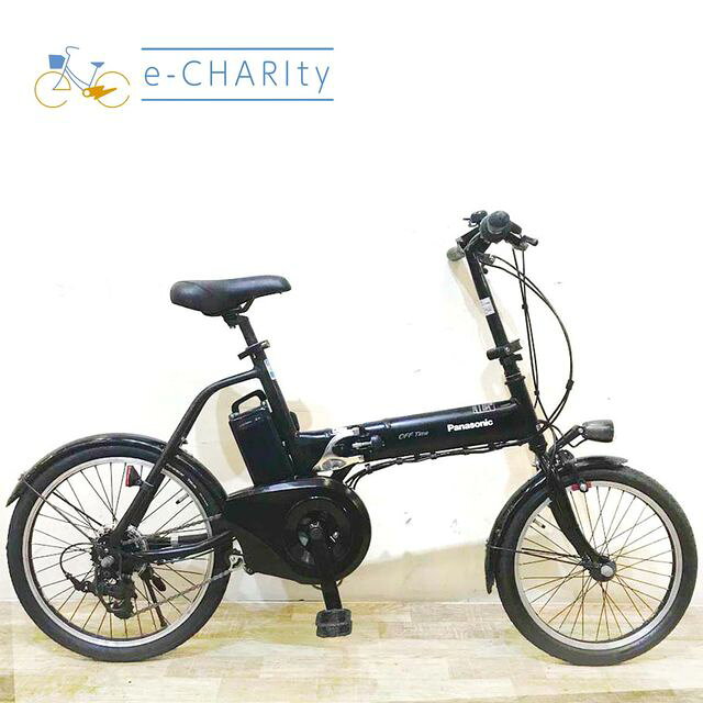 【中古】 電動自転車 小径車 折りたたみ パナソニック オフタイム ブラック 前18×後20インチ KD084 電動アシスト自転車 【神戸在庫】