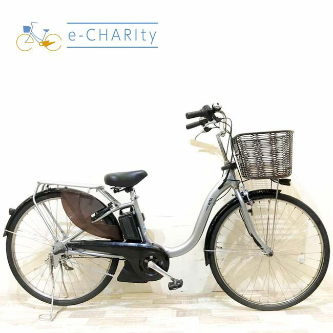 【中古】 電動自転車 ママチャリ ヤマハ PAS ウィズ シルバー 26インチ KH008 電動アシ ...