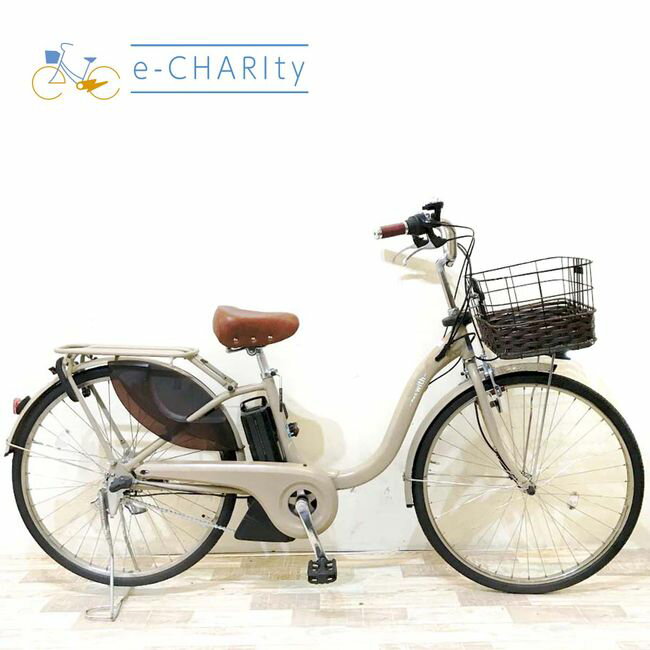 电动自行车 - 【楽天スーパーSALE期間中★ポイント5倍】【中古】 電動自転車 ママチャリ ヤマハ PAS ウィズ ベージュ 26インチ KH018 電動アシスト自転車 【神戸在庫】