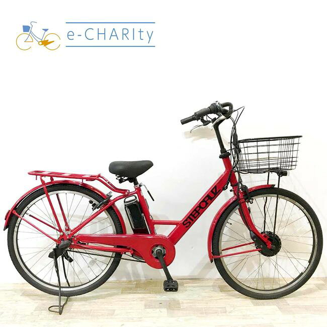 【中古】 電動自転車 ママチャリ ブリヂストン ステップクルーズ（デュアルドライブ） レッド 26インチ KJ092 電動アシスト自転車 【神戸在庫】