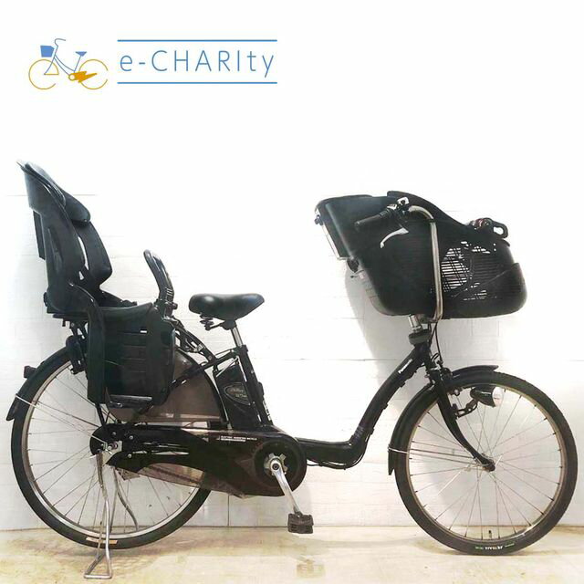【中古】 電動自転車 子ども乗せ 子供乗せ パナソニック ギュット ブラック 前22×後26インチ  ...