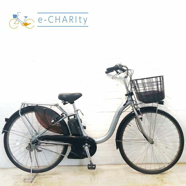 【中古】 電動自転車 ママチャリ ヤマハ PAS With パス ウィズ シルバー 26インチ YF ...