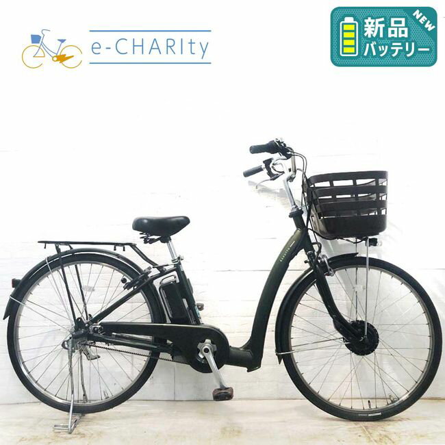 【中古】 電動自転車 ママチャリ 新品バッテリー ブリヂストン ラクット グリーン ...