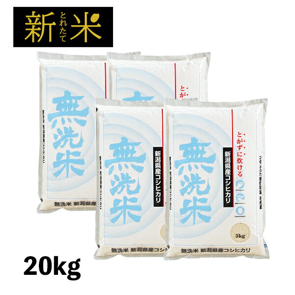 新米 20kg 無洗米コシヒカリ お米 令和4年産 新潟県産 5kg ×4袋 ※送料無料（沖縄のぞく）