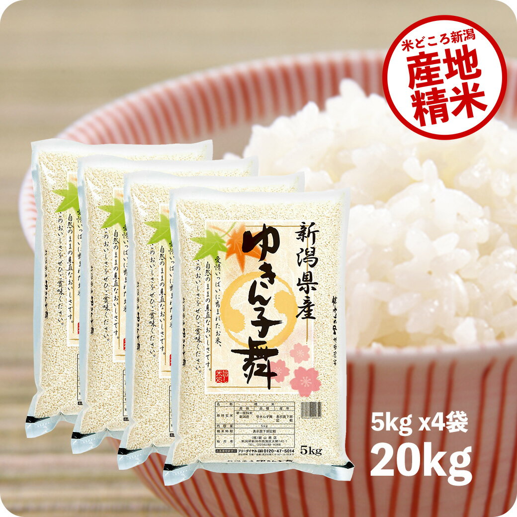 米 20kg ゆきん子舞 お米 令和5年産 新潟県産 精米 白米 5kg×4袋 送料無料（沖縄のぞく）