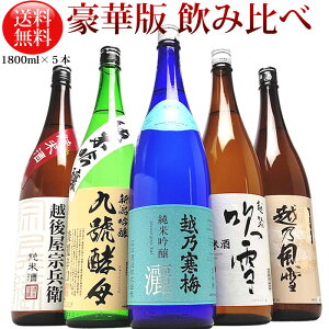 日本酒 純米酒 (豪華版)飲み比べセット1800ml 5本（越乃寒梅灑 他豪華な日本酒 飲み比べ）新潟の純米と純米吟醸が飲み比べできる限定飲み比べセット 日本酒 お酒 父の日 母の日 ギフト プレゼント 贈り物