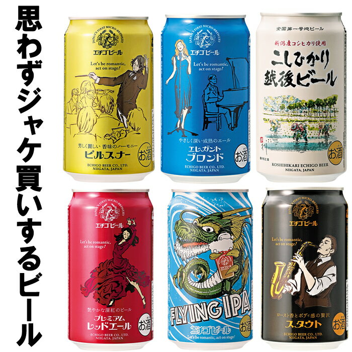 ビール飲み比べセット クラフトビール 飲み比べ 詰め合わせ 缶 エチゴビール 350ml 6種類 Wセレクション ギフトセット 送料無料 地ビール 人気 クラフトビール ギフト プレゼント 贈り物 お中元 御中元 暑中見舞い 残暑見舞い