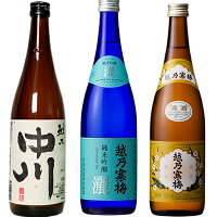 越乃中川 720ml と 越乃寒梅 灑 純米吟醸 720mlと越乃寒梅 白ラベル 720ml 日本酒 3