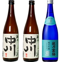 越乃中川 720ml と 越乃中川 720mlと越乃寒梅 灑 純米吟醸 720ml 日本酒 3