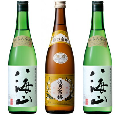 八海山 純米大吟醸 720ml 2本 と 越乃寒梅 白ラベル 720ml 日本酒 新潟