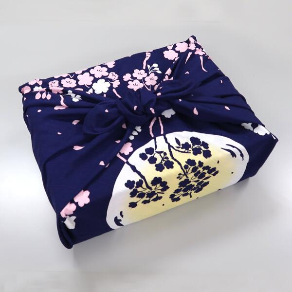 【気音間】日本伝統 大判風呂敷 月夜桜 90cm×90cm 優美高妙 典雅流麗 日本製 綿100% japanese traditional cotton gift cloth 3